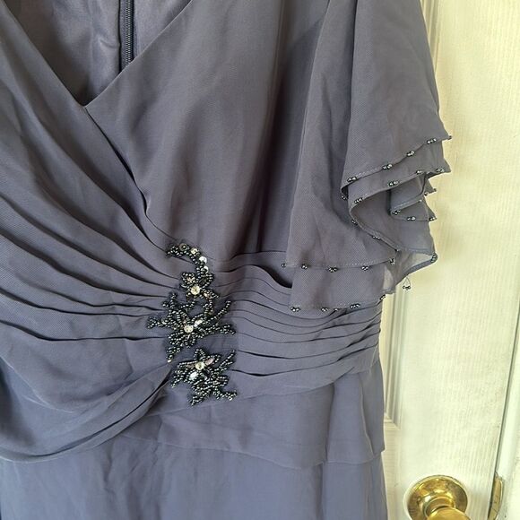 JJ’s House Chiffon Mother of the Bride Dress Pleated Beading Stormy Blue SZ 22W - Picture 3 of 4